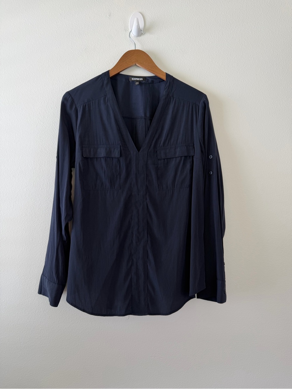 2 Express Blouse Bundle Size L Office Chic Career Wear Olive Green / Navy Tops - Picture 8 of 13
